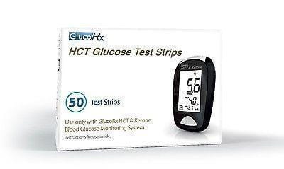 GlucoRx HCT Glucose Test Strips - Pack of 50 Test Strips