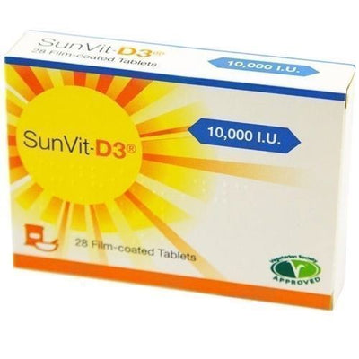 Halal Vitamin D3 SunVit-D3 Vitamin 10000IU Film Coated Tablets x 28 -   SunVit EasyMeds Pharmacy