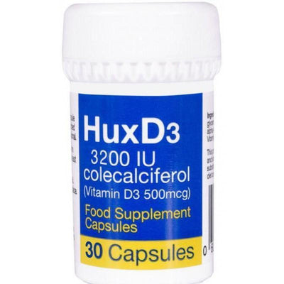 Hux D3 3200iu Vitamin Food Supplement Vegetarian Halal Kosher Capsules x 30 -   HUXLEY EasyMeds Pharmacy