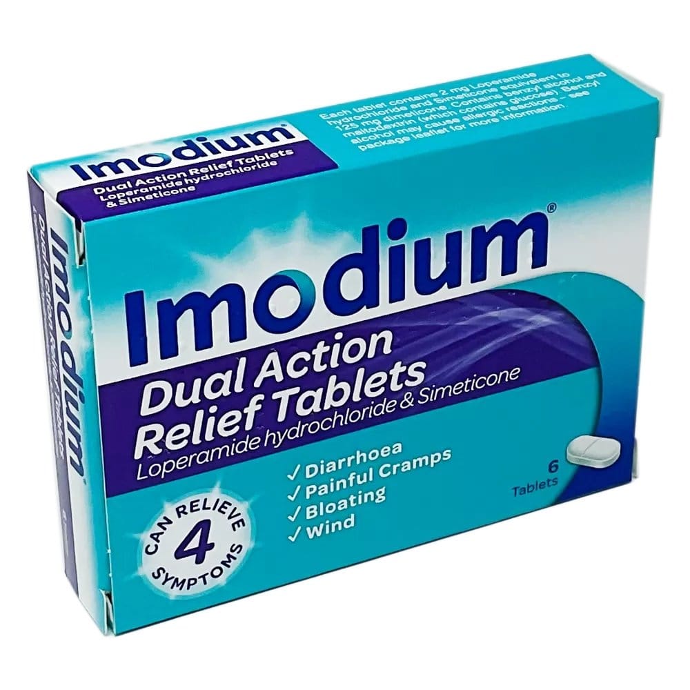 Imodium Plus/Dual Action Relief Caplets x 12 -   Johnson & Johnson EasyMeds Pharmacy