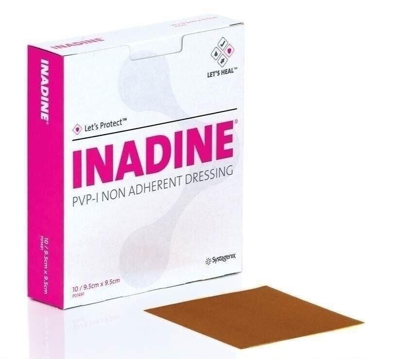 Inadine 9.5cm x 9.5cm x 100 Non Adherent Wound Dressings , AntiMicrobial -   Inadine EasyMeds Pharmacy