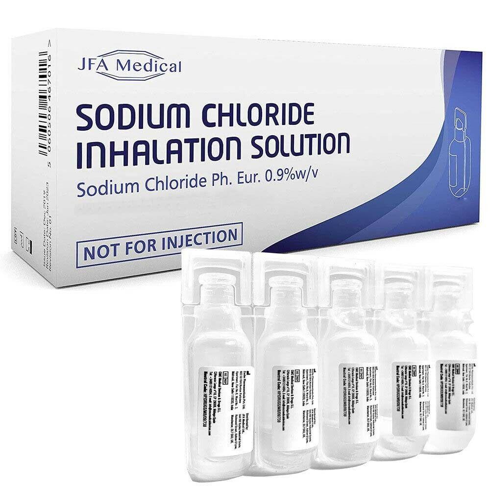 JFA Isotonic 0.9% Sodium Chloride NaCl Inhalation Saline Solution 2.5ml x 20 -   JFA Medical EasyMeds Pharmacy