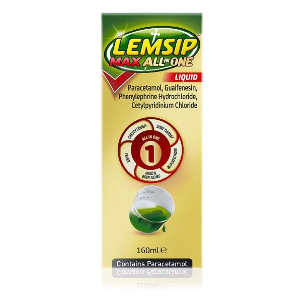 Lemsip Max All in One Cold & Flu Liquid 160ml -   Reckitt Benckiser EasyMeds Pharmacy