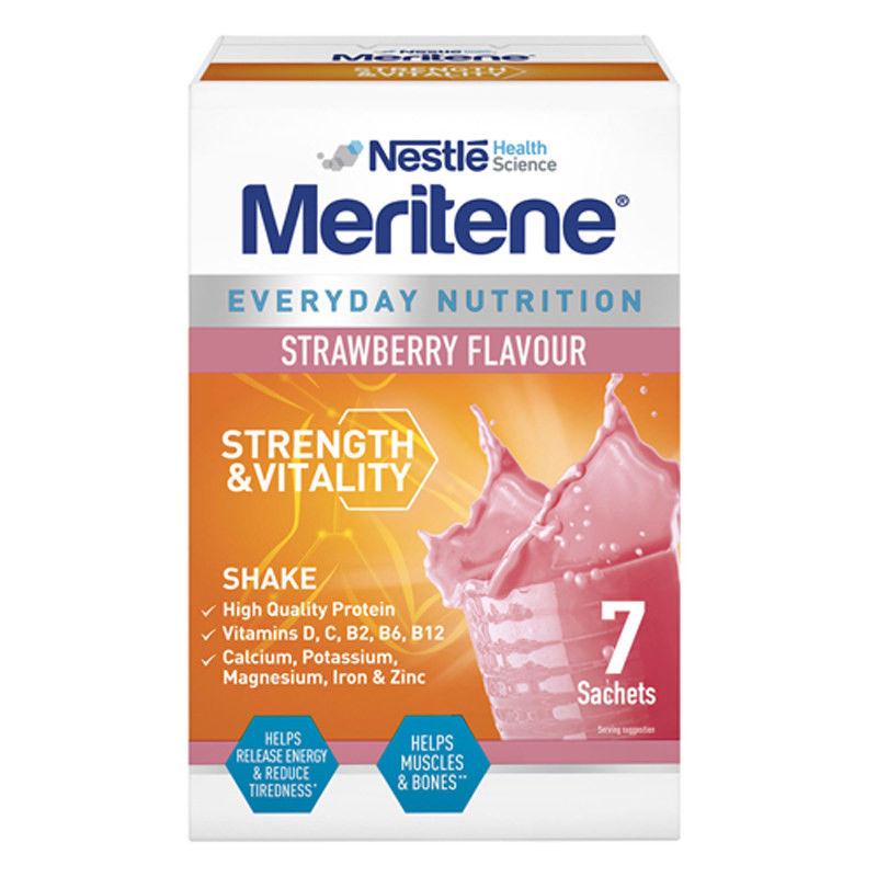 Meritene Energis Shake Strawberry 30g x 7 -   Nestle EasyMeds Pharmacy