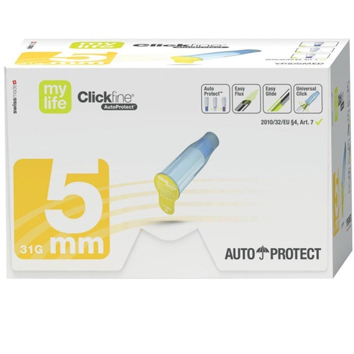 Mylife Clickfine Auto Protect Pen Needles 5mm x 100 -   Ypsomed Limited EasyMeds Pharmacy