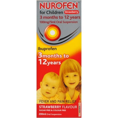 Nurofen Strawberry Flavour Oral Suspension for Children - 200ml -   Reckitt Benckiser EasyMeds Pharmacy