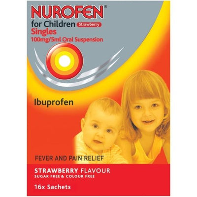 Nurofen Strawberry Single Sachets x16  for Children -   Reckitt Benckiser EasyMeds Pharmacy