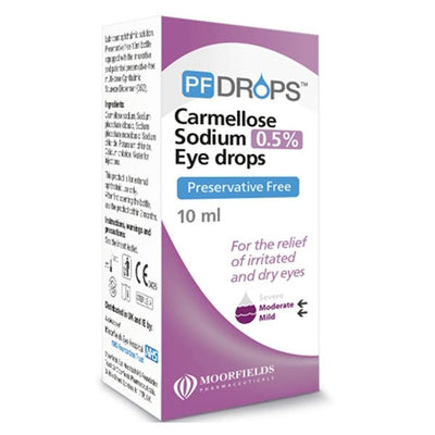 PF Drops Carmellose Sodium 0.5% Preservative Free Eye Drops - 10ml -   Moorfields EasyMeds Pharmacy