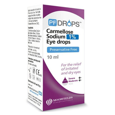 PF Drops Carmellose Sodium 1% Preservative Free Eye Drops - 10ml -   Moorfields EasyMeds Pharmacy