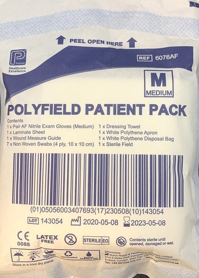 Premier Polyfield Patient Dressing Pack with Nitrile Gloves - 20 Packs S/M/L -   Shermond EasyMeds Pharmacy