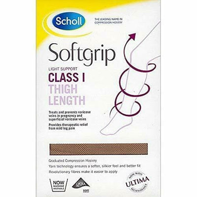 Scholl Softgrip Class 1 Thigh Length Compression Stockings Natural Closed Toe XL -   Scholl EasyMeds Pharmacy