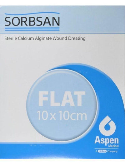 Sorbsan Flat Dressings 10cm x 20cm x 5 - Alginate Gel, Wounds, Ulcers, Diabetic -   Aspen Medical EasyMeds Pharmacy