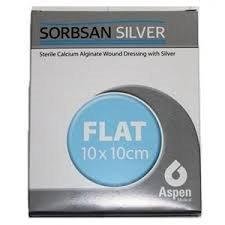 Sorbsan Flat Silver Anti-Microbial dressings 10cm x 10cm (x10) -   Aspen Medical EasyMeds Pharmacy