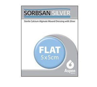 Sorbsan Flat Silver Anti-Microbial dressings 5cm x 5cm (x10) -   Aspen Medical EasyMeds Pharmacy