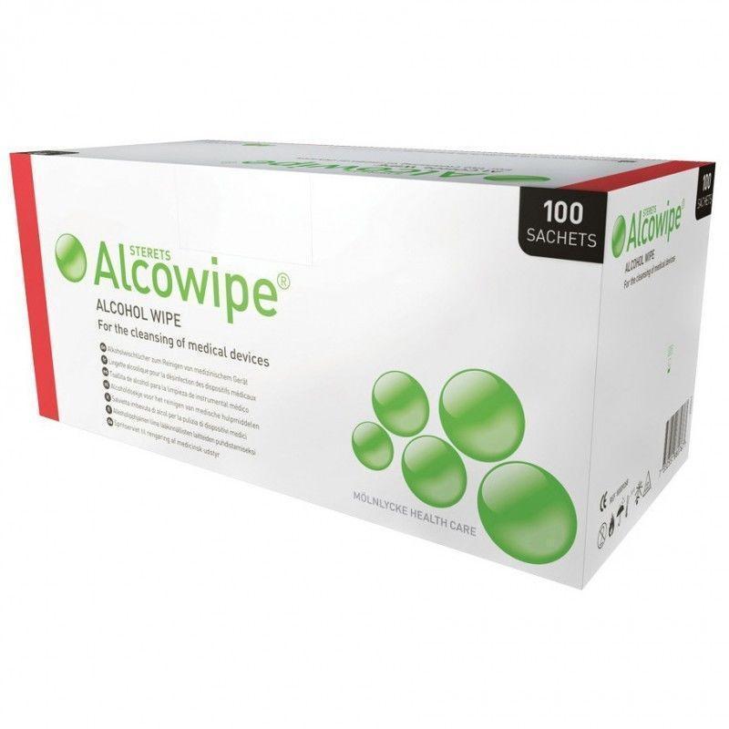 Sterets Alcowipes Sterile Rubber Latex Free Alcohol Wipes x 100 -   Molnlycke EasyMeds Pharmacy