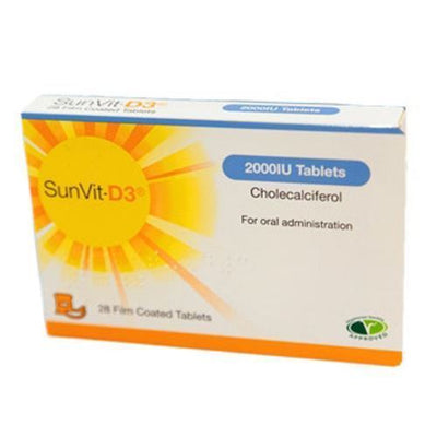 SunVit-D3 Vitamin 2000IU Film Coated Tablets x 28 | Colecalciferol -   SunVit EasyMeds Pharmacy