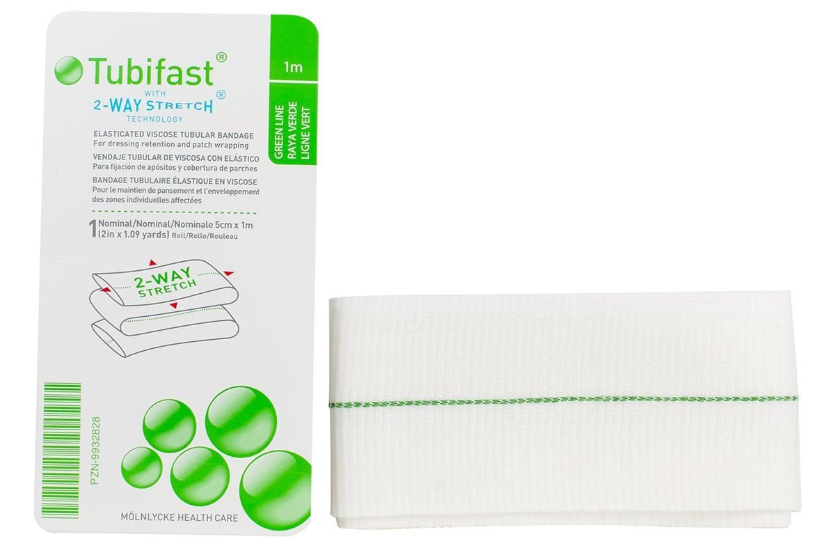 Tubifast Elasticated Tubular Bandage in Green 5cm x 1M Medium x 1 -   Molnlycke EasyMeds Pharmacy