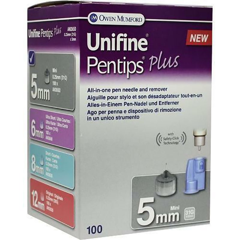 Unifine Pentips Plus 31Gauge Pen Needles 5mm x 100 -   Owen Mumford EasyMeds Pharmacy