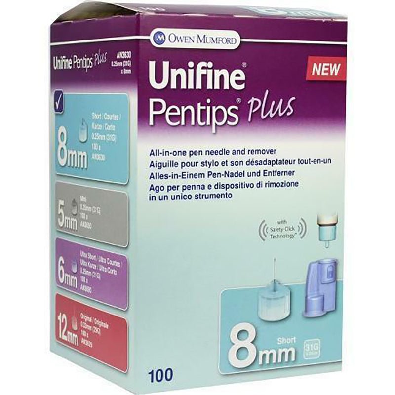 Unifine Pentips Plus 31Gauge Pen Needles 8mm x 100 -   Owen Mumford EasyMeds Pharmacy