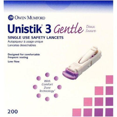 Unistik 3 Gentle Single Use Safety Lancets x 200 -   Owen Mumford EasyMeds Pharmacy